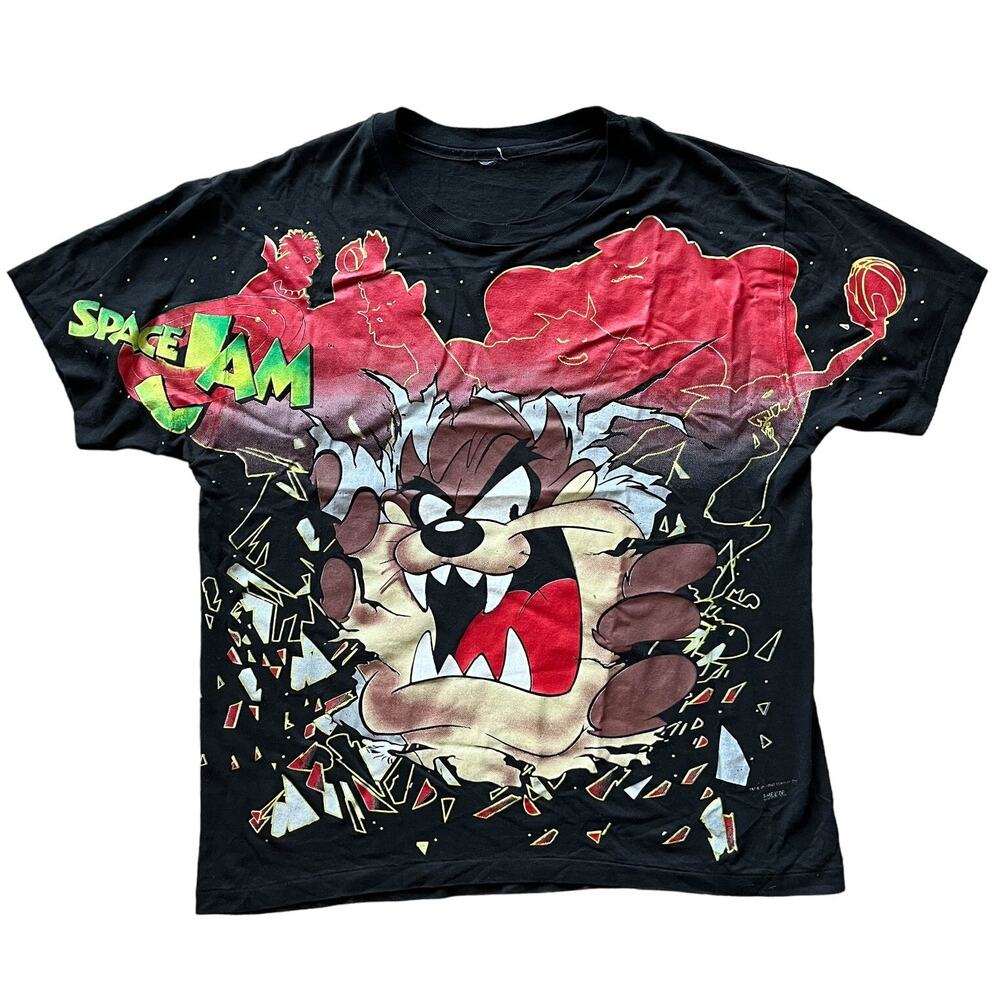 Vintage 90s SPACE JAM Looney Tunes All Over Print T Shirt